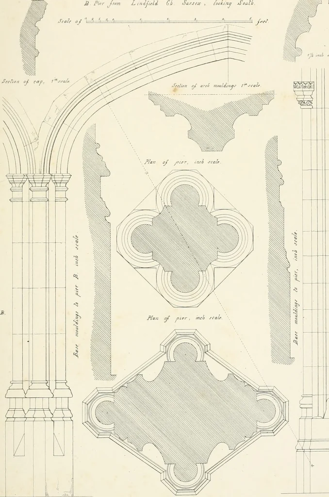 An illustration from An analysis of Gothick architecture ;, 1847, leaf 32