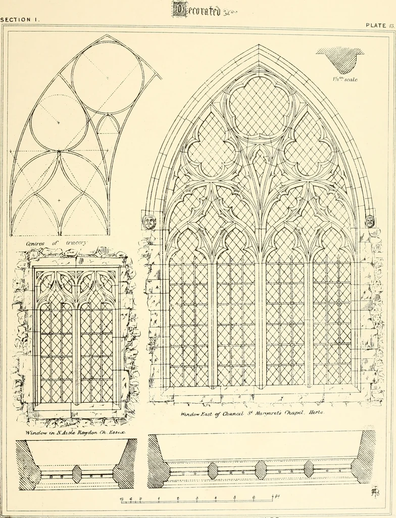 An illustration from An analysis of Gothick architecture : illustrated by a series of upwards of seven hundred examples of doorways, windows, etc., and accompanied with remarks on the several details of an ecclesiastical edifice, 1849, leaf 114