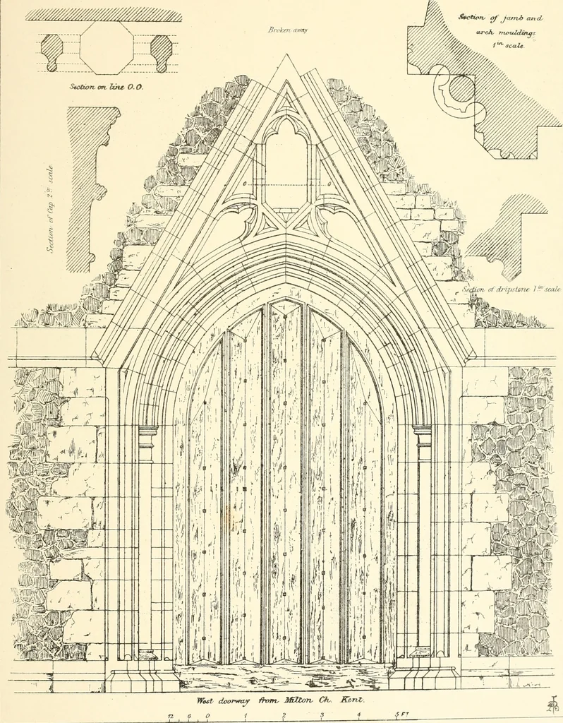 An illustration from An analysis of Gothick architecture : illustrated by a series of upwards of seven hundred examples of doorways, windows, etc., and accompanied with remarks on the several details of an ecclesiastical edifice, 1849, leaf 116