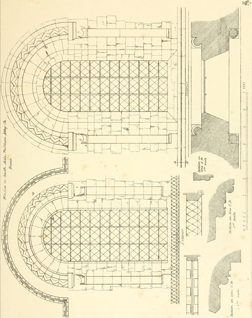 An illustration from An analysis of Gothick architecture : illustrated by a series of upwards of seven hundred examples of doorways, windows, etc., and accompanied with remarks on the several details of an ecclesiastical edifice, 1849, leaf 12