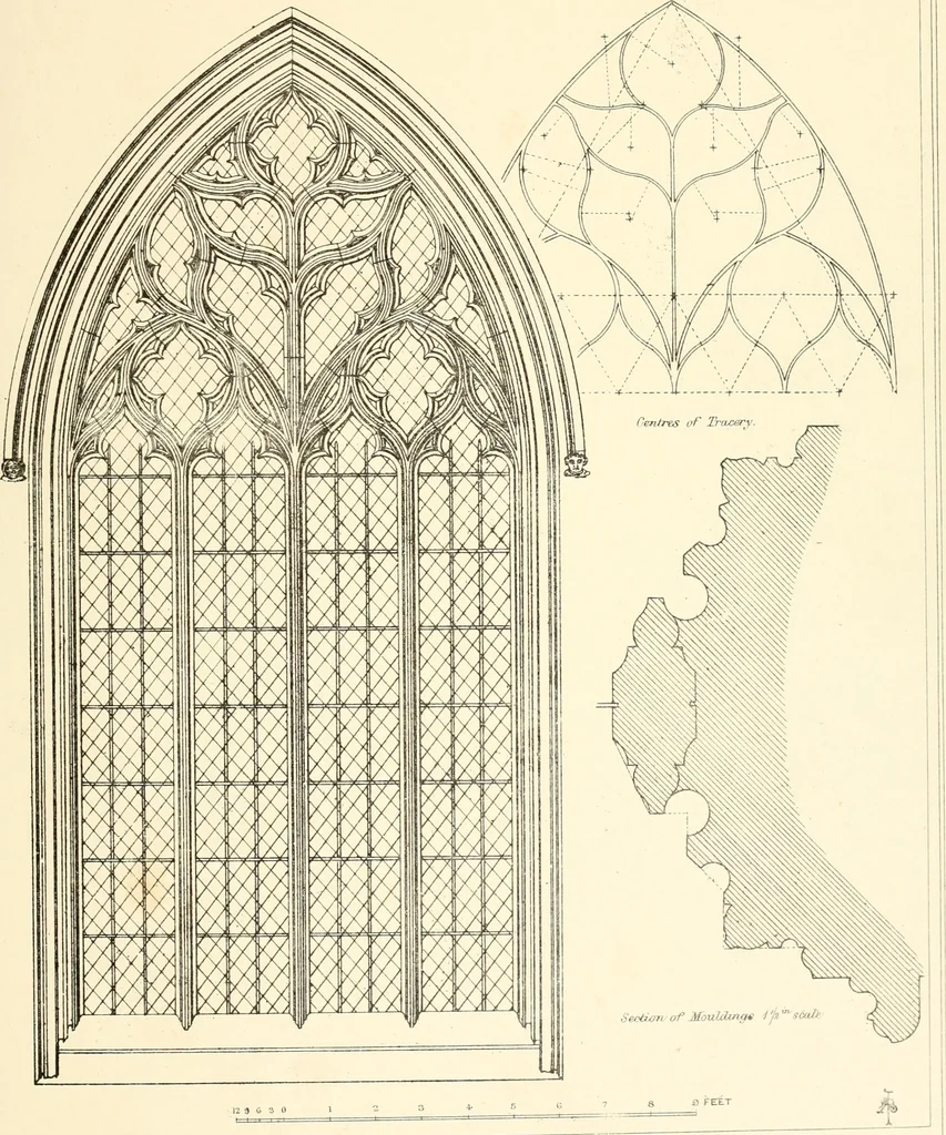 An illustration from An analysis of Gothick architecture : illustrated by a series of upwards of seven hundred examples of doorways, windows, etc., and accompanied with remarks on the several details of an ecclesiastical edifice, 1849, leaf 124