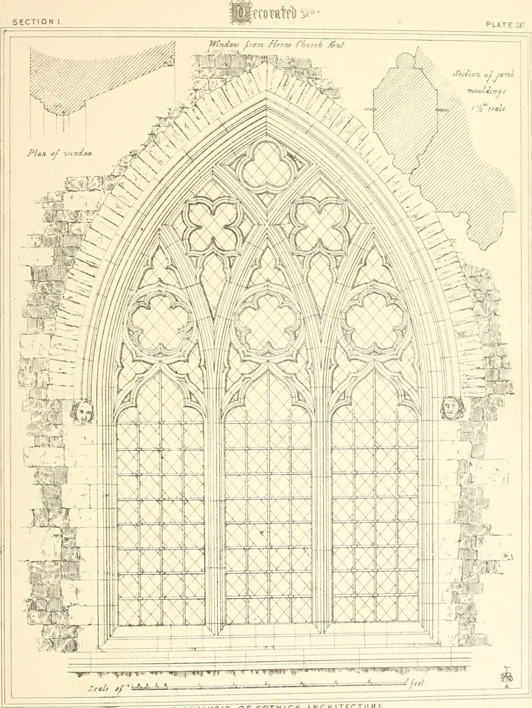An illustration from An analysis of Gothick architecture : illustrated by a series of upwards of seven hundred examples of doorways, windows, etc., and accompanied with remarks on the several details of an ecclesiastical edifice, 1849, leaf 128