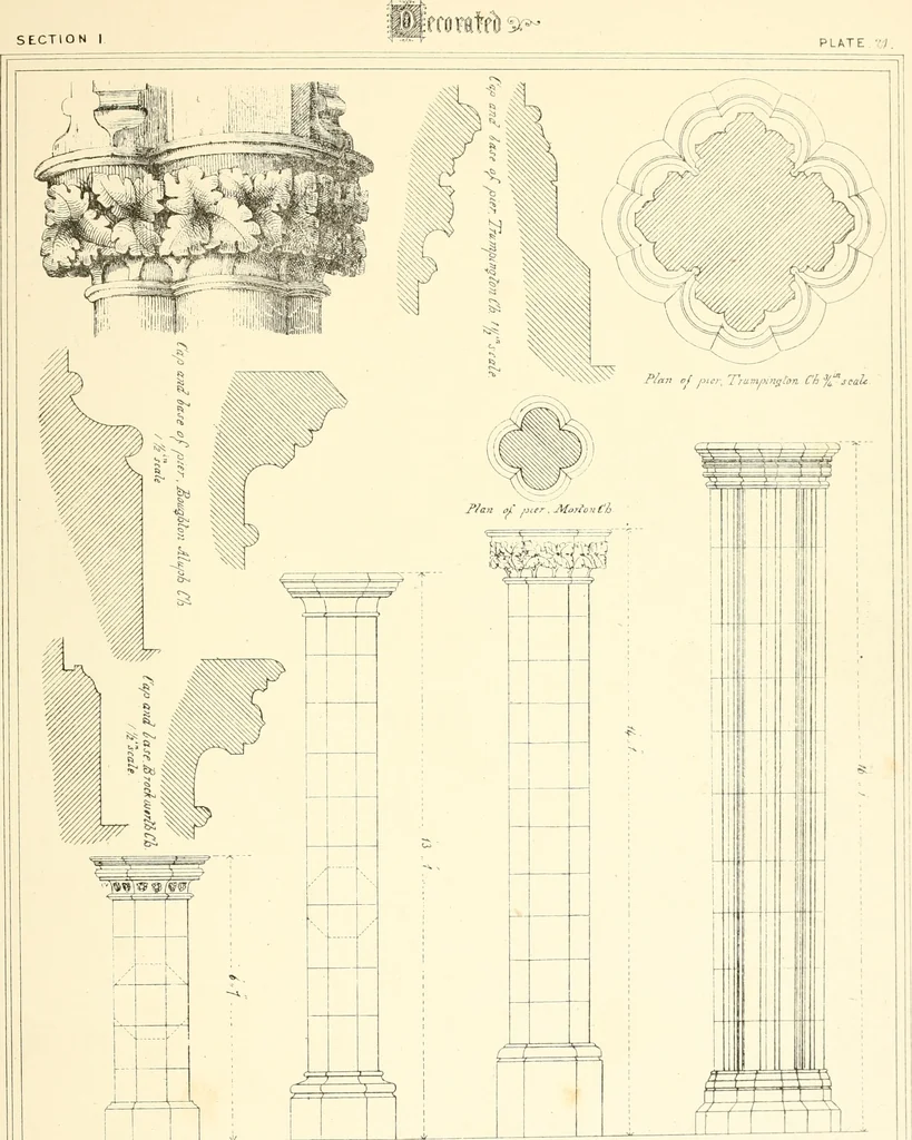 An illustration from An analysis of Gothick architecture : illustrated by a series of upwards of seven hundred examples of doorways, windows, etc., and accompanied with remarks on the several details of an ecclesiastical edifice, 1849, leaf 130
