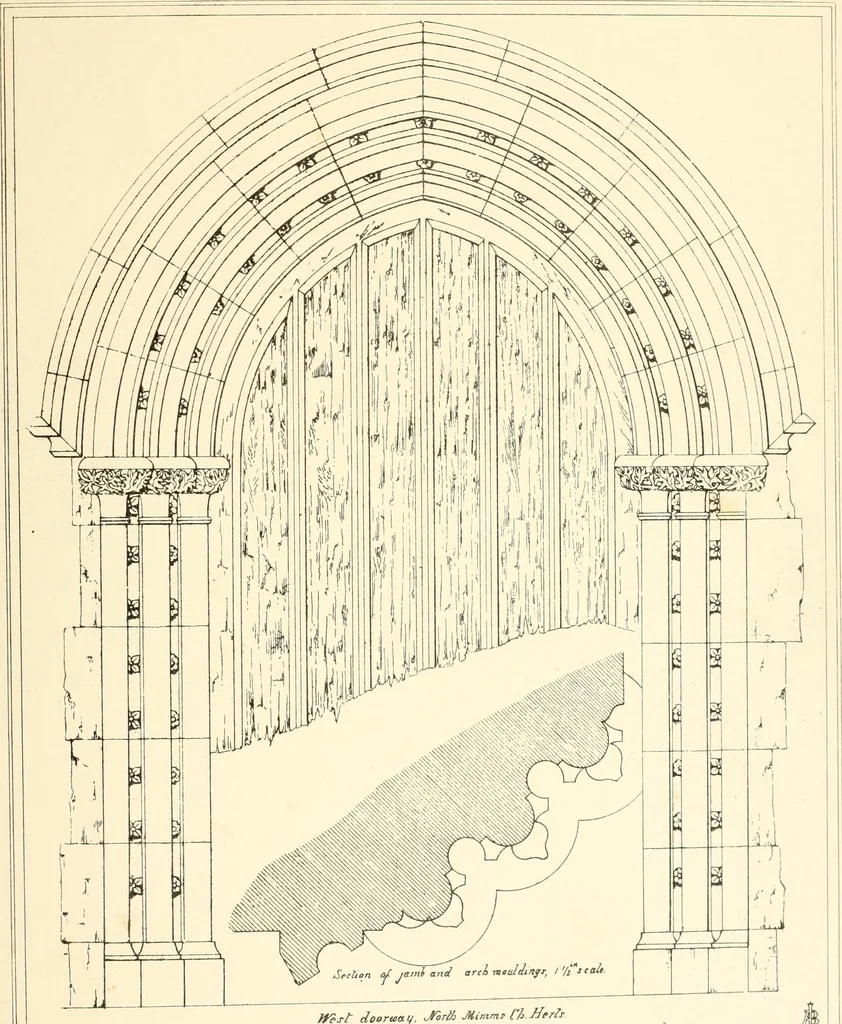 An illustration from An analysis of Gothick architecture : illustrated by a series of upwards of seven hundred examples of doorways, windows, etc., and accompanied with remarks on the several details of an ecclesiastical edifice, 1849, leaf 138