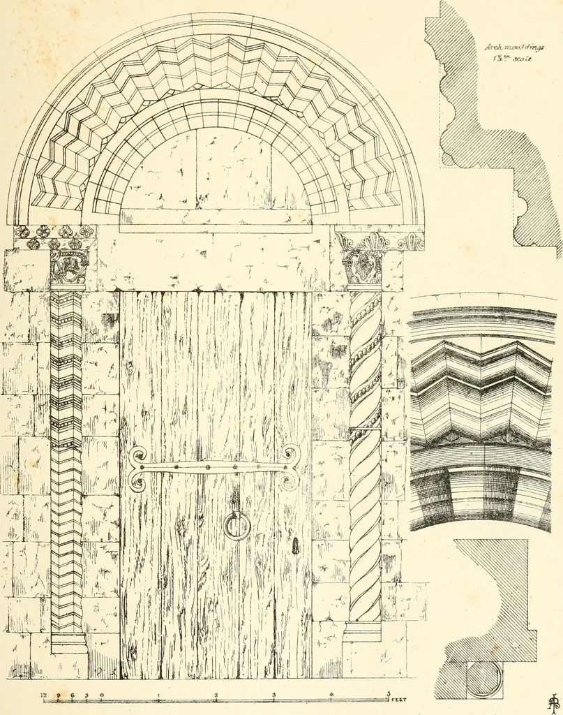 An illustration from An analysis of Gothick architecture : illustrated by a series of upwards of seven hundred examples of doorways, windows, etc., and accompanied with remarks on the several details of an ecclesiastical edifice, 1849, leaf 14