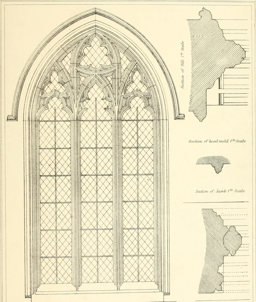 An illustration from An analysis of Gothick architecture : illustrated by a series of upwards of seven hundred examples of doorways, windows, etc., and accompanied with remarks on the several details of an ecclesiastical edifice, 1849, leaf 142