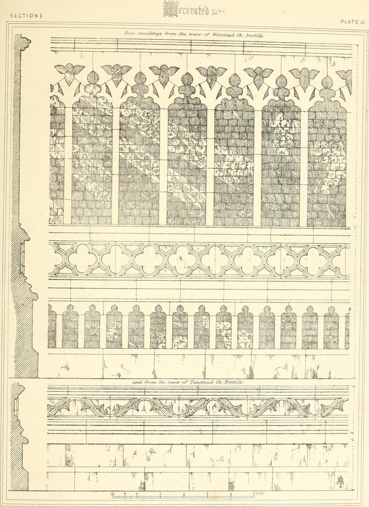 An illustration from An analysis of Gothick architecture : illustrated by a series of upwards of seven hundred examples of doorways, windows, etc., and accompanied with remarks on the several details of an ecclesiastical edifice, 1849, leaf 148