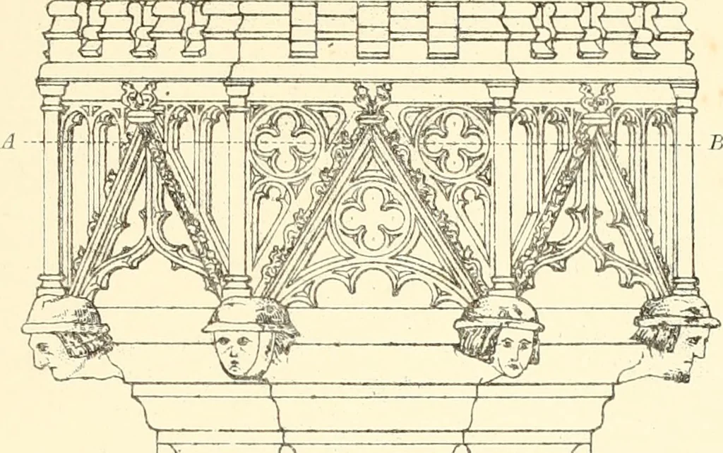 An illustration from An analysis of Gothick architecture : illustrated by a series of upwards of seven hundred examples of doorways, windows, etc., and accompanied with remarks on the several details of an ecclesiastical edifice, 1849, leaf 152