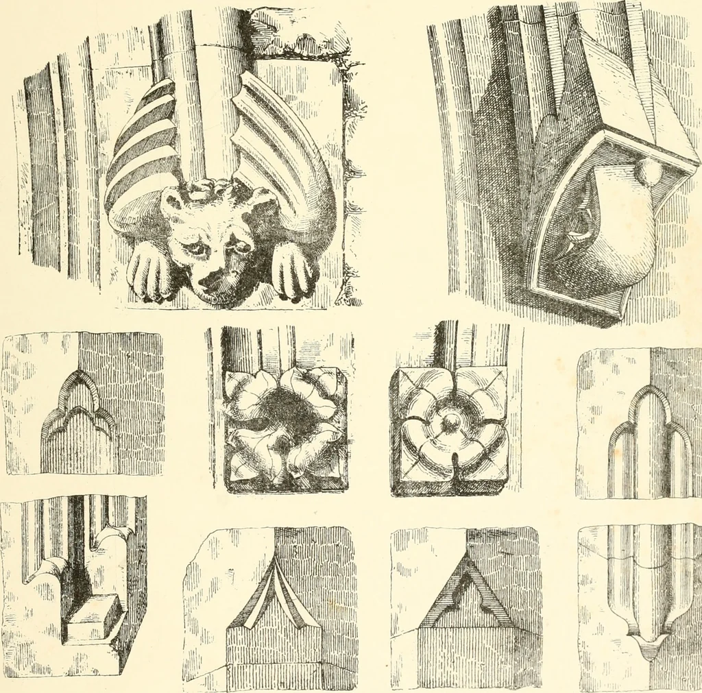 An illustration from An analysis of Gothick architecture : illustrated by a series of upwards of seven hundred examples of doorways, windows, etc., and accompanied with remarks on the several details of an ecclesiastical edifice, 1849, leaf 156