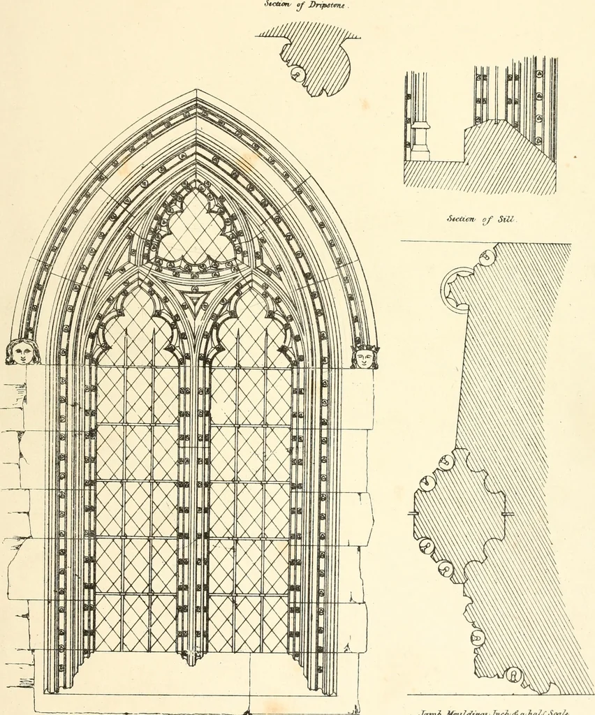 An illustration from An analysis of Gothick architecture : illustrated by a series of upwards of seven hundred examples of doorways, windows, etc., and accompanied with remarks on the several details of an ecclesiastical edifice, 1849, leaf 164