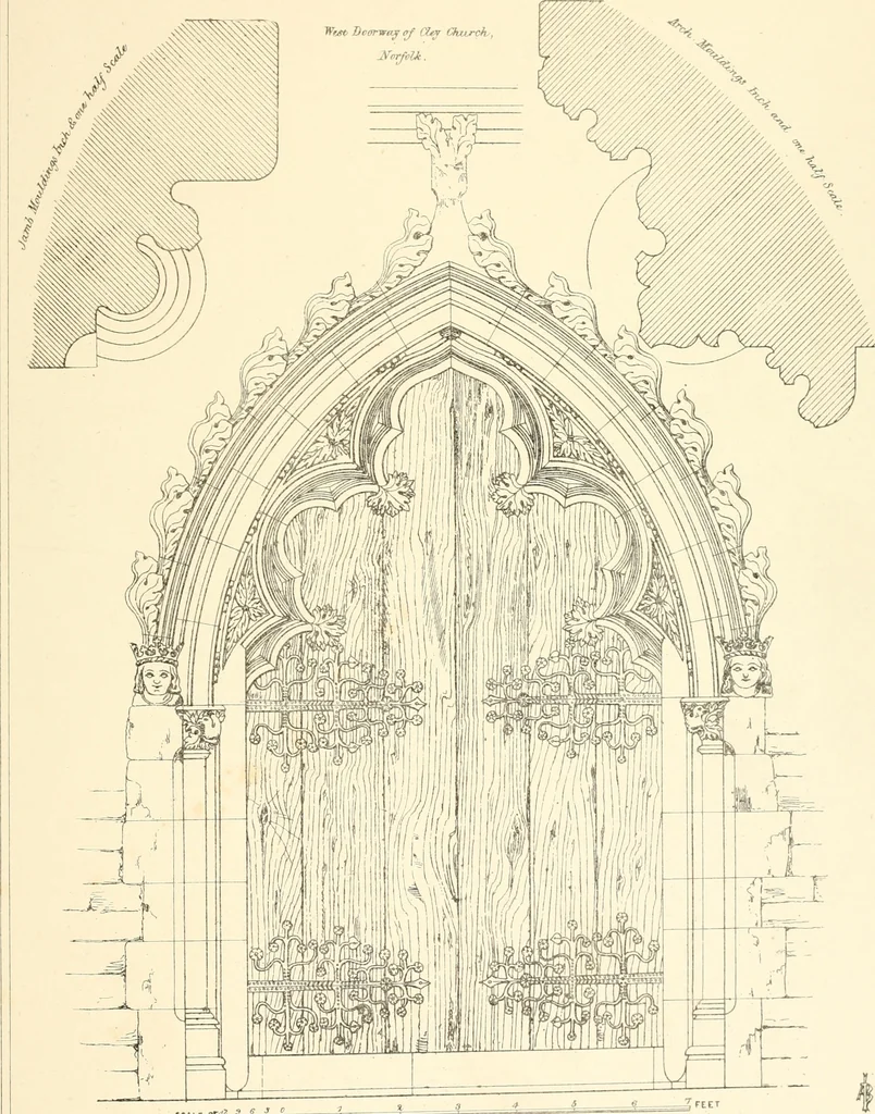 An illustration from An analysis of Gothick architecture : illustrated by a series of upwards of seven hundred examples of doorways, windows, etc., and accompanied with remarks on the several details of an ecclesiastical edifice, 1849, leaf 166
