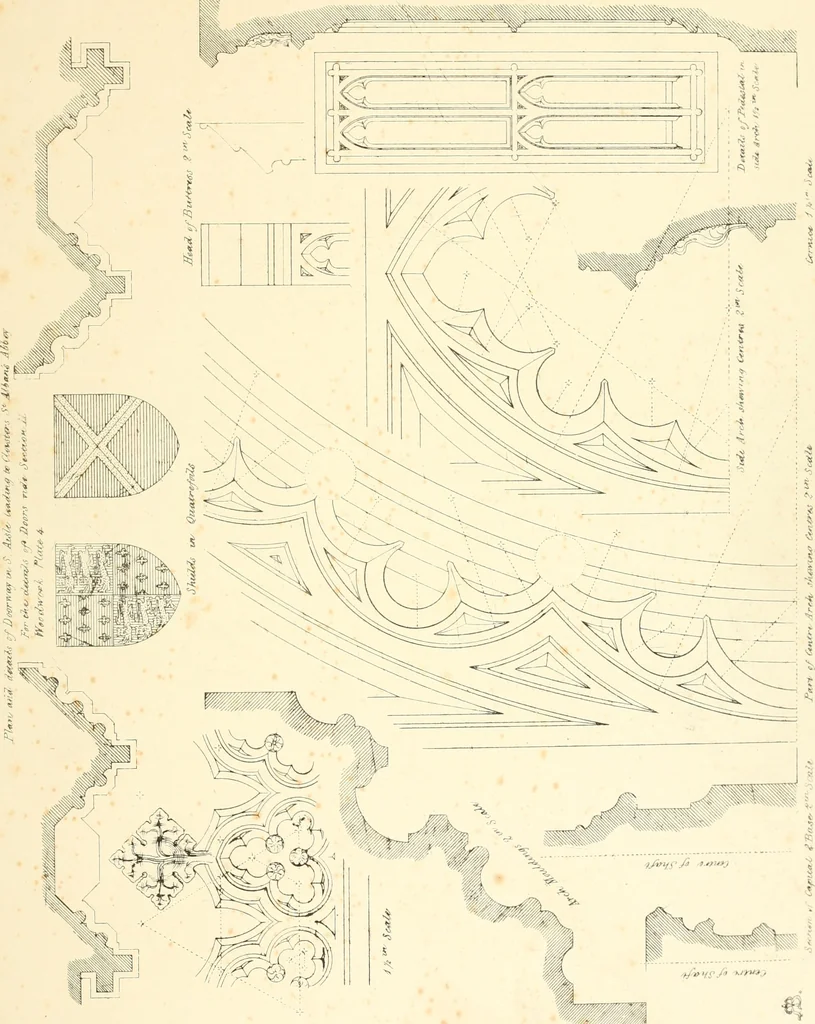 An illustration from An analysis of Gothick architecture : illustrated by a series of upwards of seven hundred examples of doorways, windows, etc., and accompanied with remarks on the several details of an ecclesiastical edifice, 1849, leaf 168