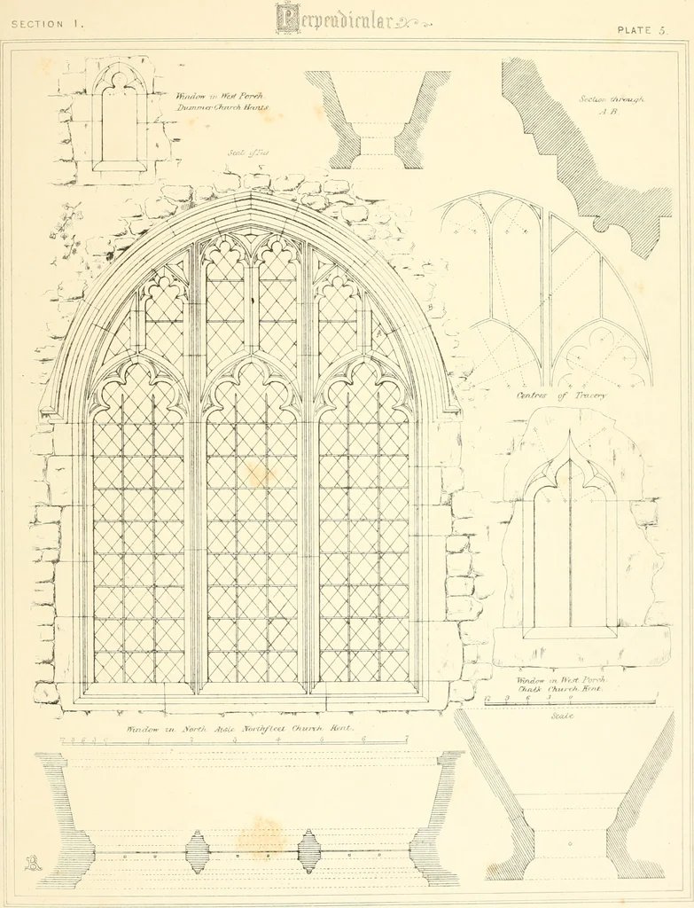 An illustration from An analysis of Gothick architecture : illustrated by a series of upwards of seven hundred examples of doorways, windows, etc., and accompanied with remarks on the several details of an ecclesiastical edifice, 1849, leaf 178