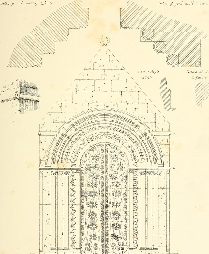 An illustration from An analysis of Gothick architecture : illustrated by a series of upwards of seven hundred examples of doorways, windows, etc., and accompanied with remarks on the several details of an ecclesiastical edifice, 1849, leaf 18