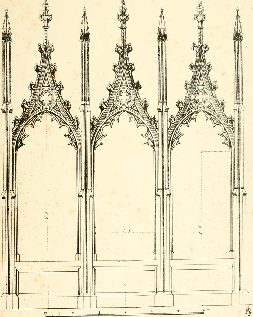 An illustration from An analysis of Gothick architecture : illustrated by a series of upwards of seven hundred examples of doorways, windows, etc., and accompanied with remarks on the several details of an ecclesiastical edifice, 1849, leaf 184