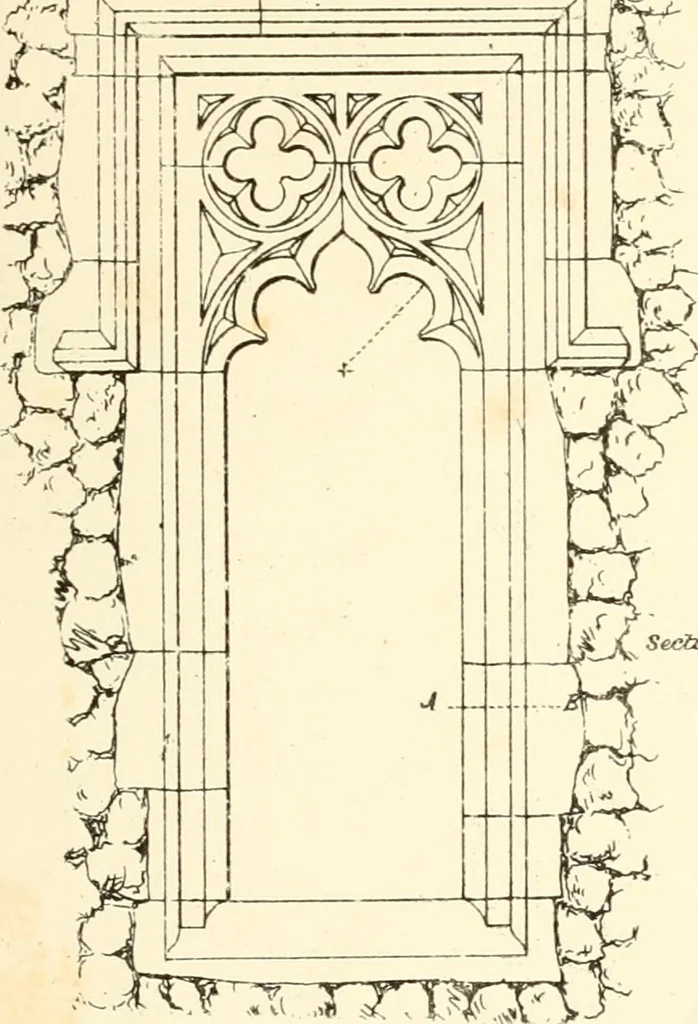An illustration from An analysis of Gothick architecture : illustrated by a series of upwards of seven hundred examples of doorways, windows, etc., and accompanied with remarks on the several details of an ecclesiastical edifice, 1849, leaf 186