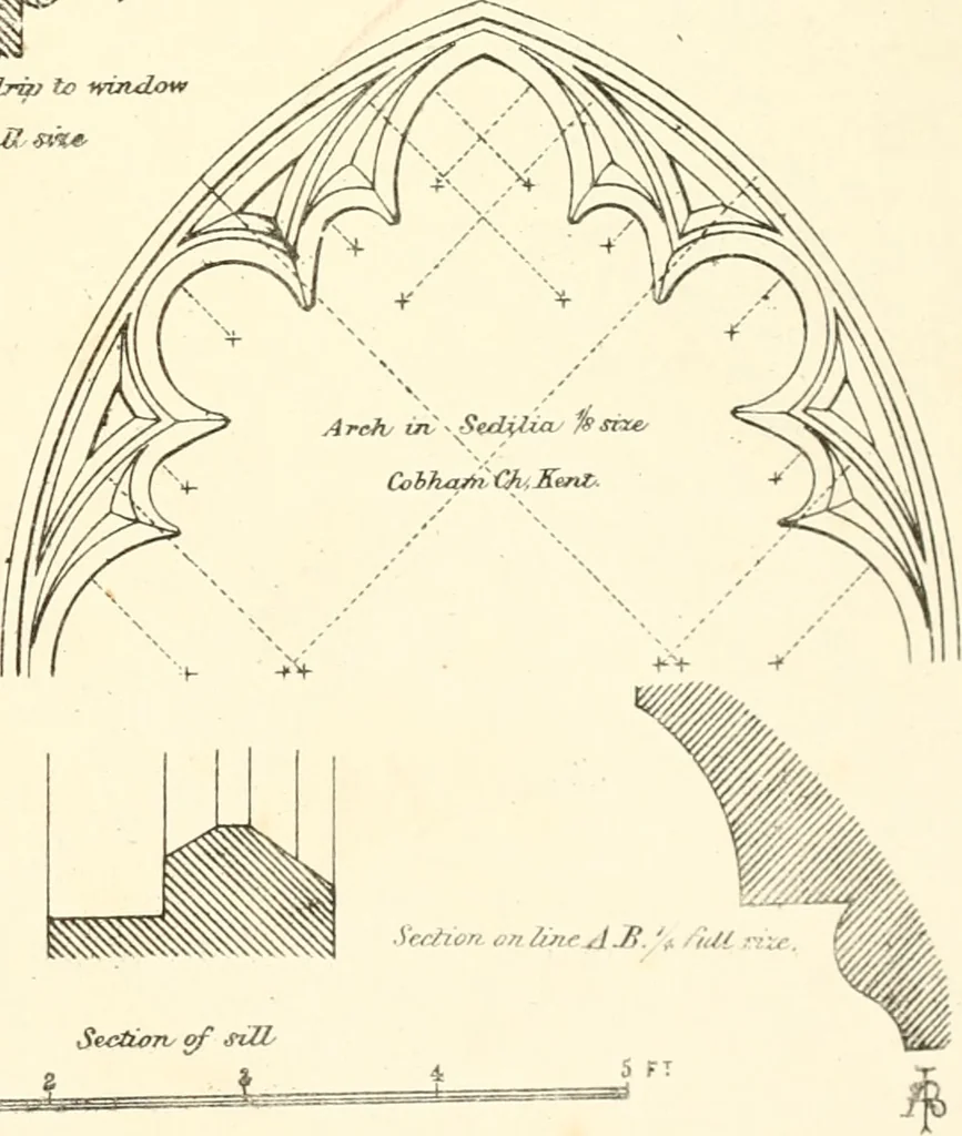 An illustration from An analysis of Gothick architecture : illustrated by a series of upwards of seven hundred examples of doorways, windows, etc., and accompanied with remarks on the several details of an ecclesiastical edifice, 1849, leaf 186