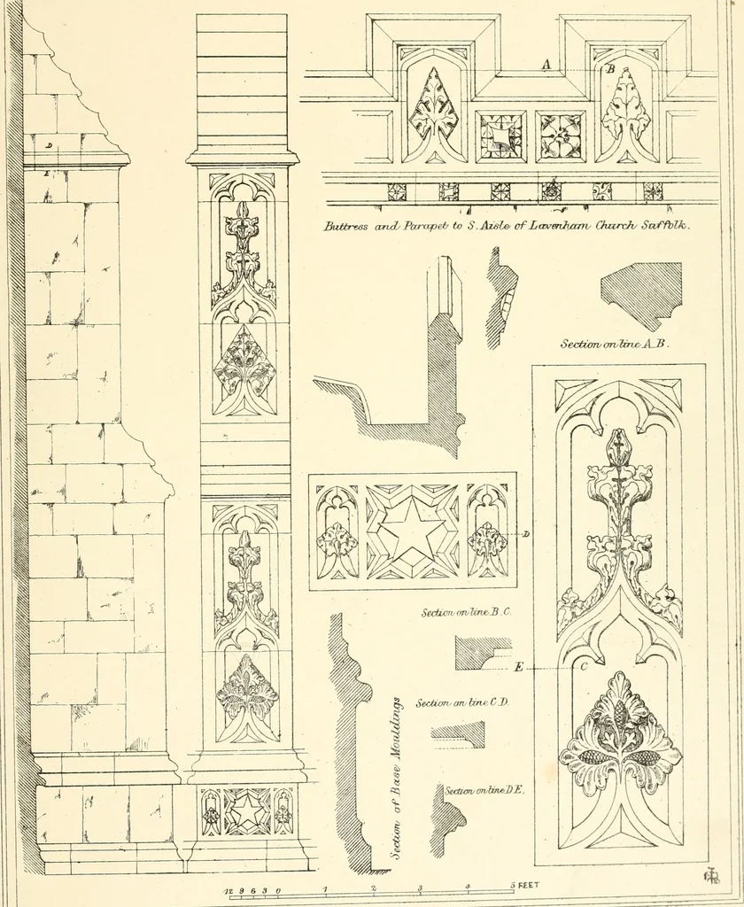 An illustration from An analysis of Gothick architecture : illustrated by a series of upwards of seven hundred examples of doorways, windows, etc., and accompanied with remarks on the several details of an ecclesiastical edifice, 1849, leaf 190