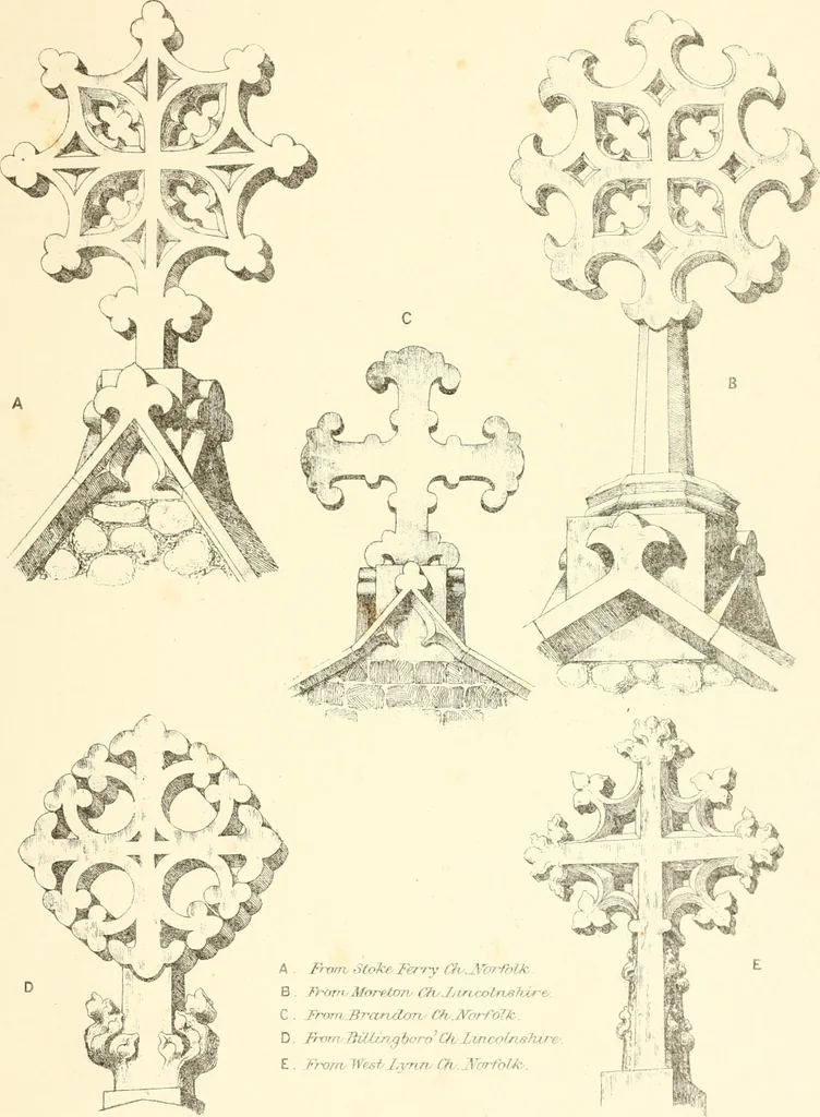 An illustration from An analysis of Gothick architecture : illustrated by a series of upwards of seven hundred examples of doorways, windows, etc., and accompanied with remarks on the several details of an ecclesiastical edifice, 1849, leaf 196