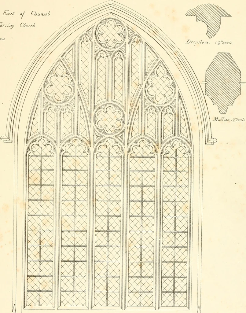 An illustration from An analysis of Gothick architecture : illustrated by a series of upwards of seven hundred examples of doorways, windows, etc., and accompanied with remarks on the several details of an ecclesiastical edifice, 1849, leaf 198
