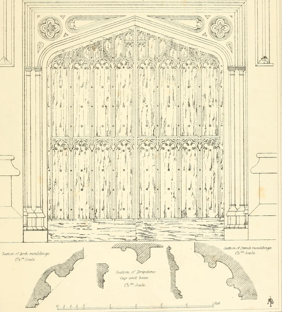 An illustration from An analysis of Gothick architecture : illustrated by a series of upwards of seven hundred examples of doorways, windows, etc., and accompanied with remarks on the several details of an ecclesiastical edifice, 1849, leaf 200