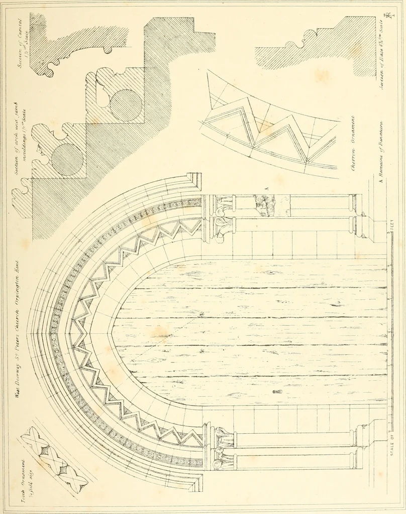 An illustration from An analysis of Gothick architecture : illustrated by a series of upwards of seven hundred examples of doorways, windows, etc., and accompanied with remarks on the several details of an ecclesiastical edifice, 1849, leaf 22
