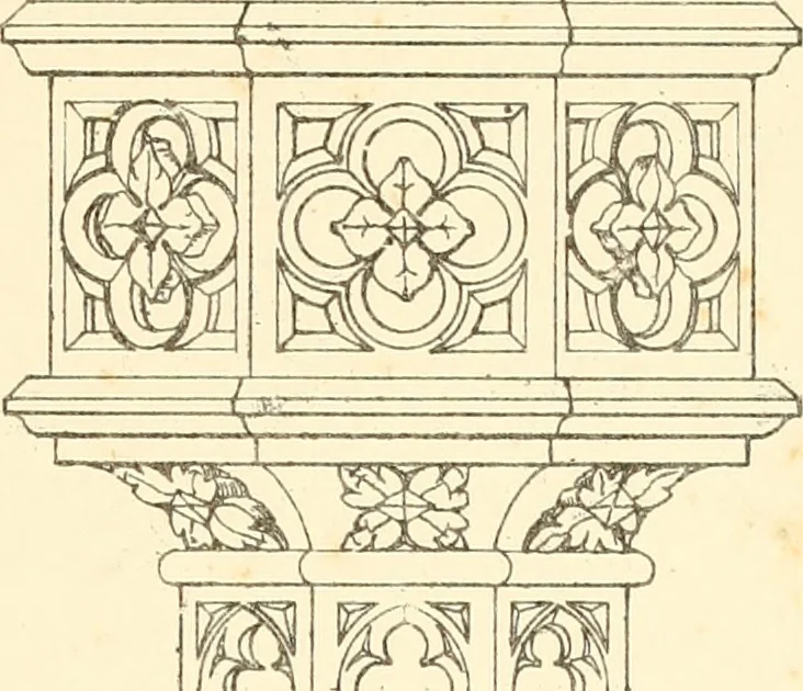 An illustration from An analysis of Gothick architecture : illustrated by a series of upwards of seven hundred examples of doorways, windows, etc., and accompanied with remarks on the several details of an ecclesiastical edifice, 1849, leaf 220