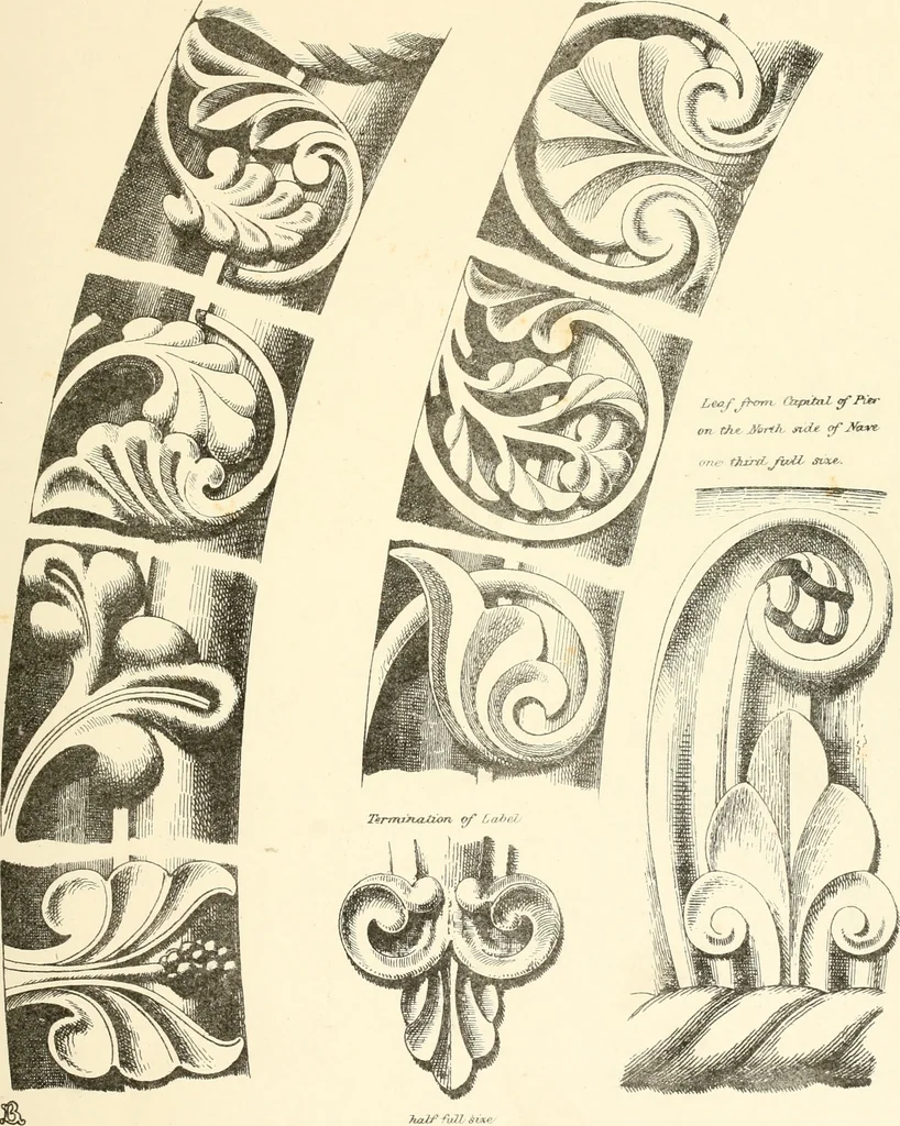 An illustration from An analysis of Gothick architecture : illustrated by a series of upwards of seven hundred examples of doorways, windows, etc., and accompanied with remarks on the several details of an ecclesiastical edifice, 1849, leaf 28