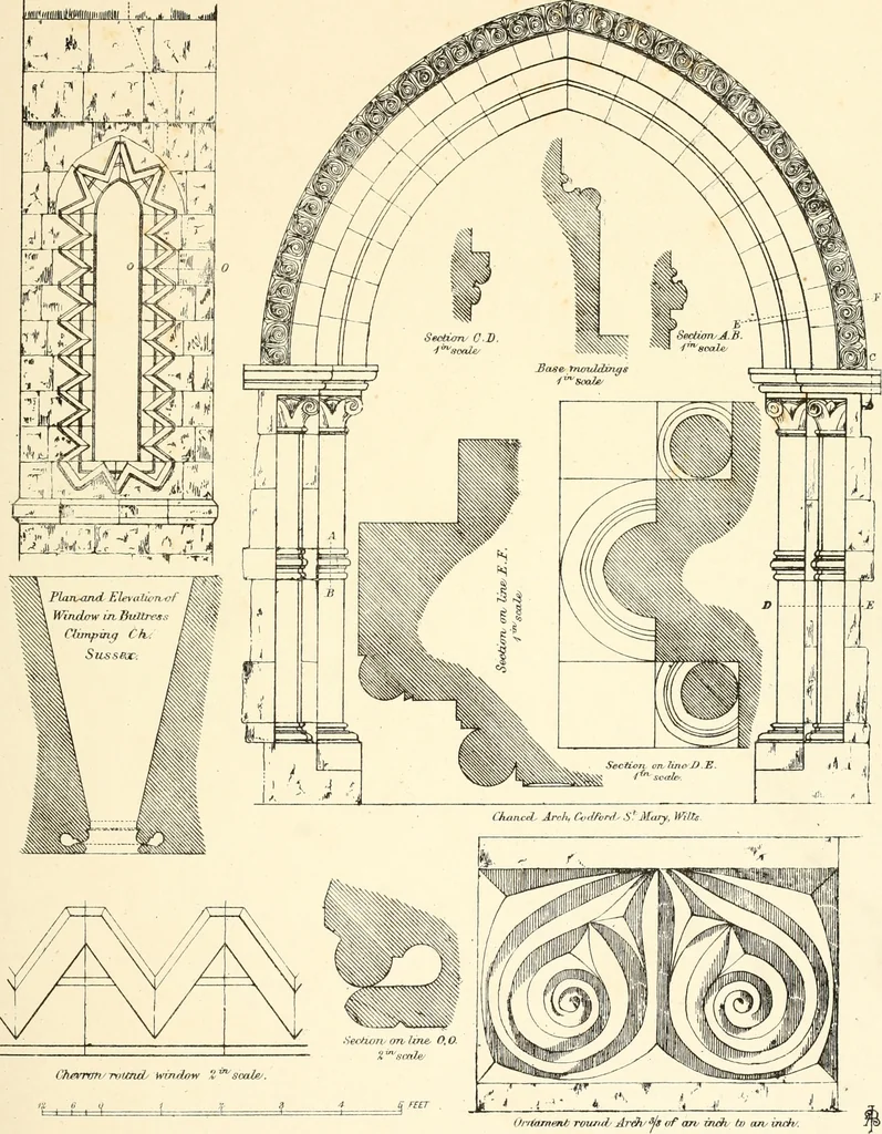 An illustration from An analysis of Gothick architecture : illustrated by a series of upwards of seven hundred examples of doorways, windows, etc., and accompanied with remarks on the several details of an ecclesiastical edifice, 1849, leaf 30
