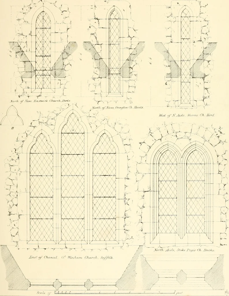 An illustration from An analysis of Gothick architecture : illustrated by a series of upwards of seven hundred examples of doorways, windows, etc., and accompanied with remarks on the several details of an ecclesiastical edifice, 1849, leaf 32