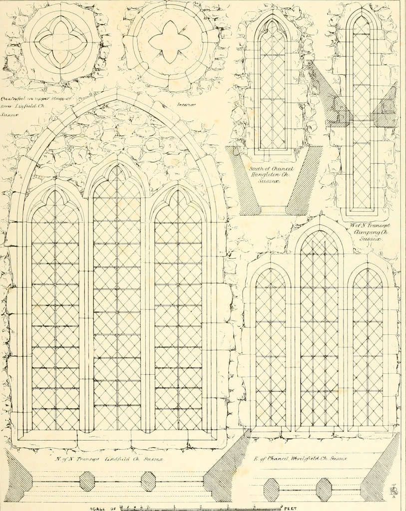 An illustration from An analysis of Gothick architecture : illustrated by a series of upwards of seven hundred examples of doorways, windows, etc., and accompanied with remarks on the several details of an ecclesiastical edifice, 1849, leaf 38