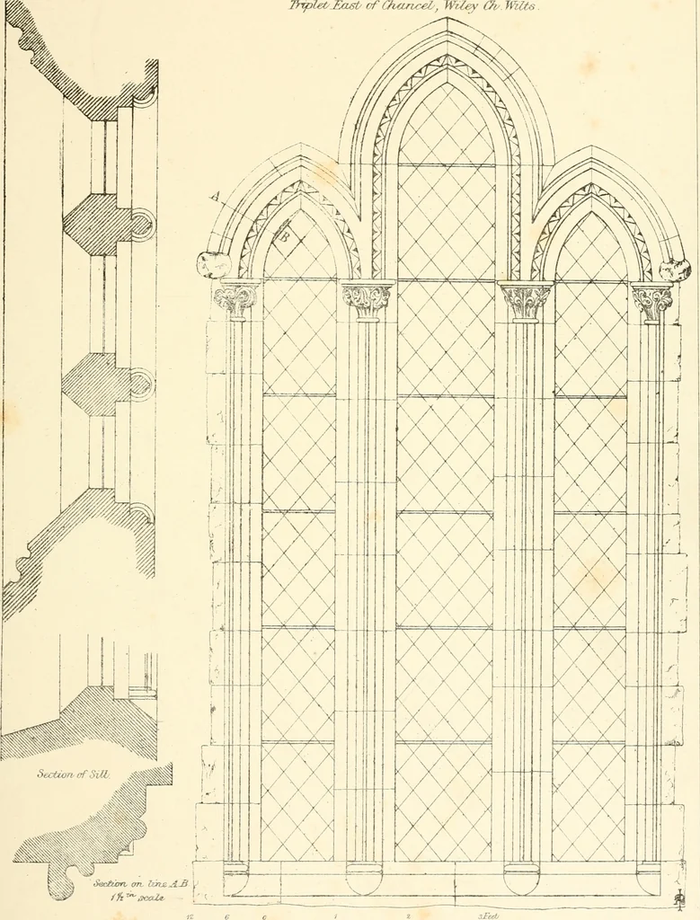 An illustration from An analysis of Gothick architecture : illustrated by a series of upwards of seven hundred examples of doorways, windows, etc., and accompanied with remarks on the several details of an ecclesiastical edifice, 1849, leaf 48