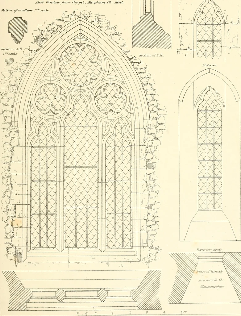 An illustration from An analysis of Gothick architecture : illustrated by a series of upwards of seven hundred examples of doorways, windows, etc., and accompanied with remarks on the several details of an ecclesiastical edifice, 1849, leaf 56