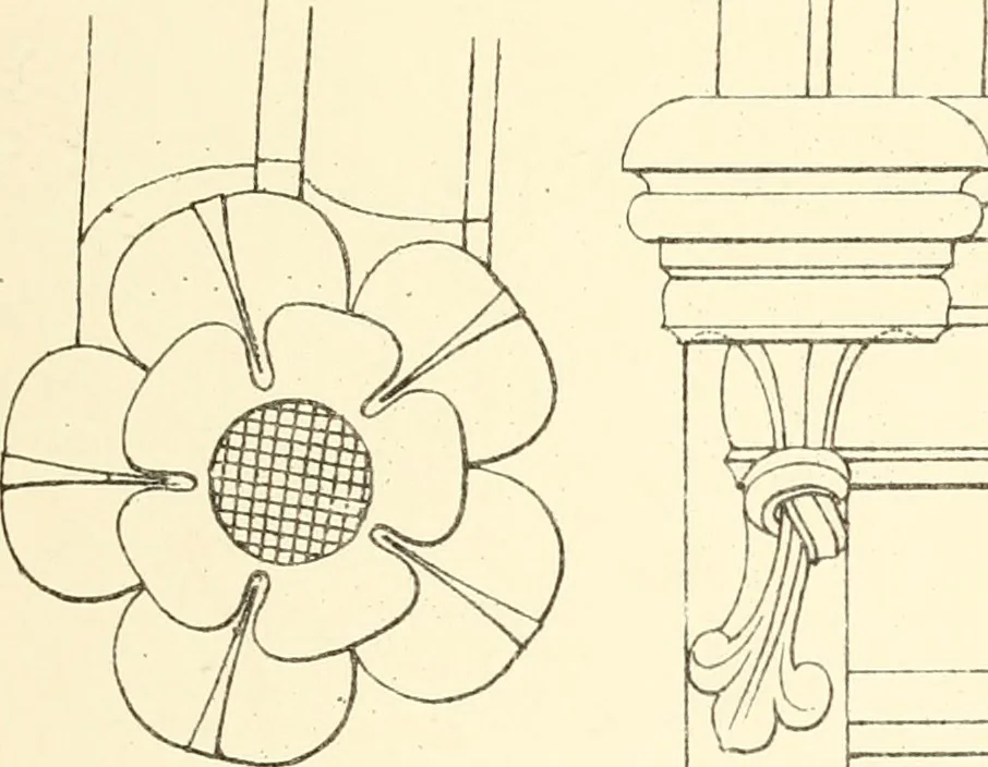 An illustration from An analysis of Gothick architecture : illustrated by a series of upwards of seven hundred examples of doorways, windows, etc., and accompanied with remarks on the several details of an ecclesiastical edifice, 1849, leaf 66