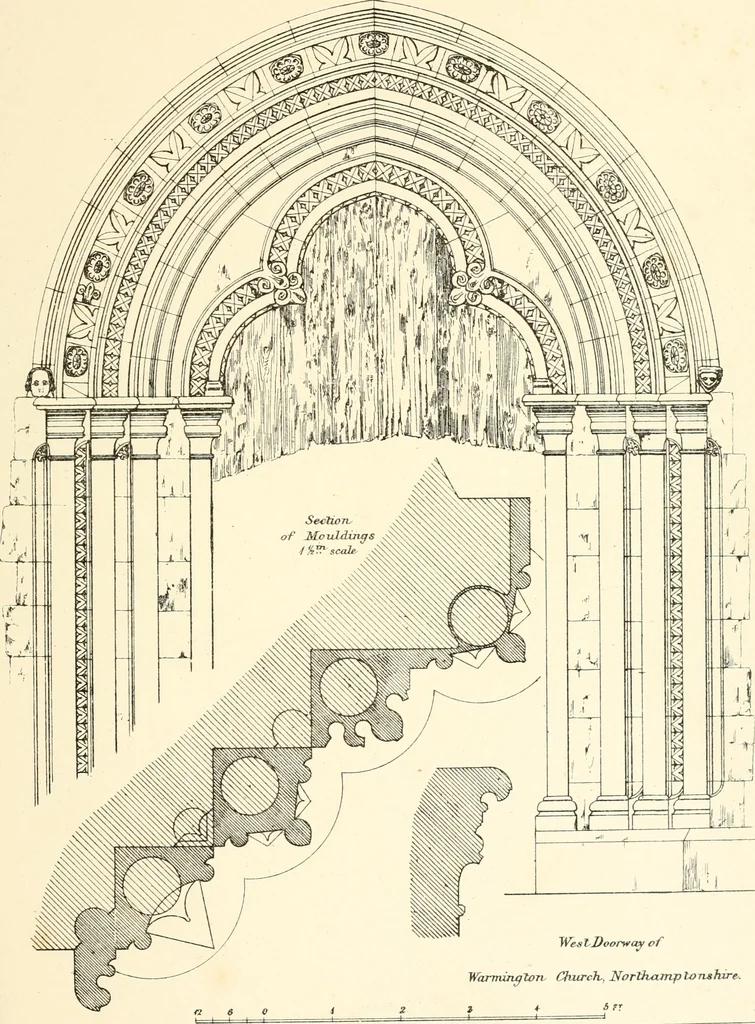 An illustration from An analysis of Gothick architecture : illustrated by a series of upwards of seven hundred examples of doorways, windows, etc., and accompanied with remarks on the several details of an ecclesiastical edifice, 1849, leaf 72