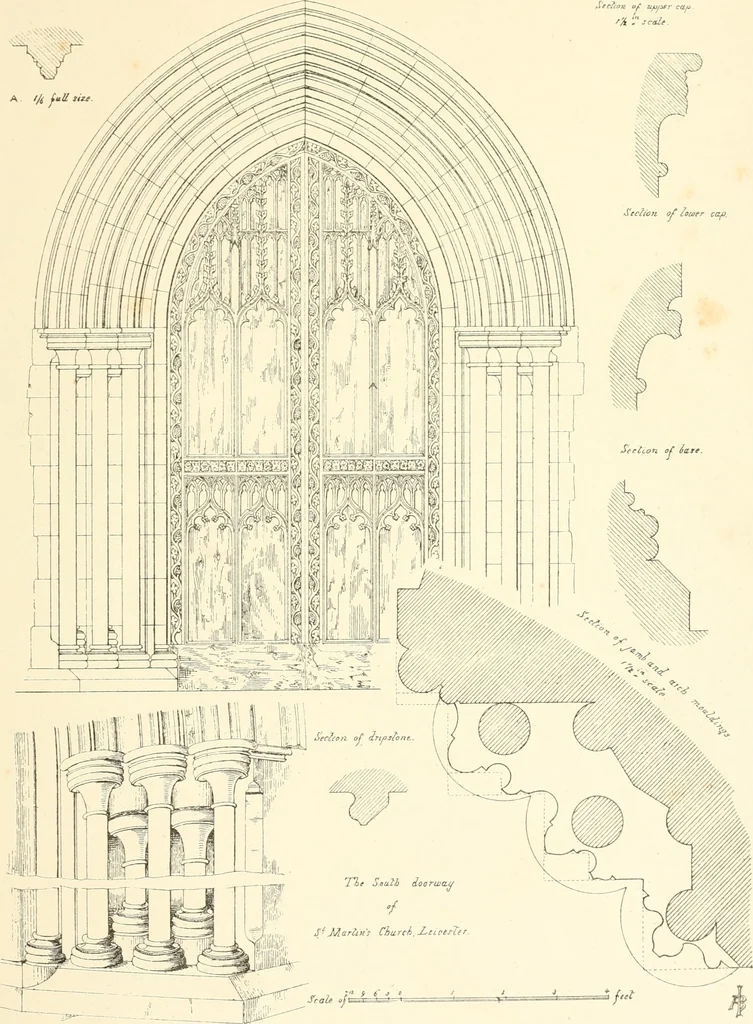 An illustration from An analysis of Gothick architecture : illustrated by a series of upwards of seven hundred examples of doorways, windows, etc., and accompanied with remarks on the several details of an ecclesiastical edifice, 1849, leaf 76