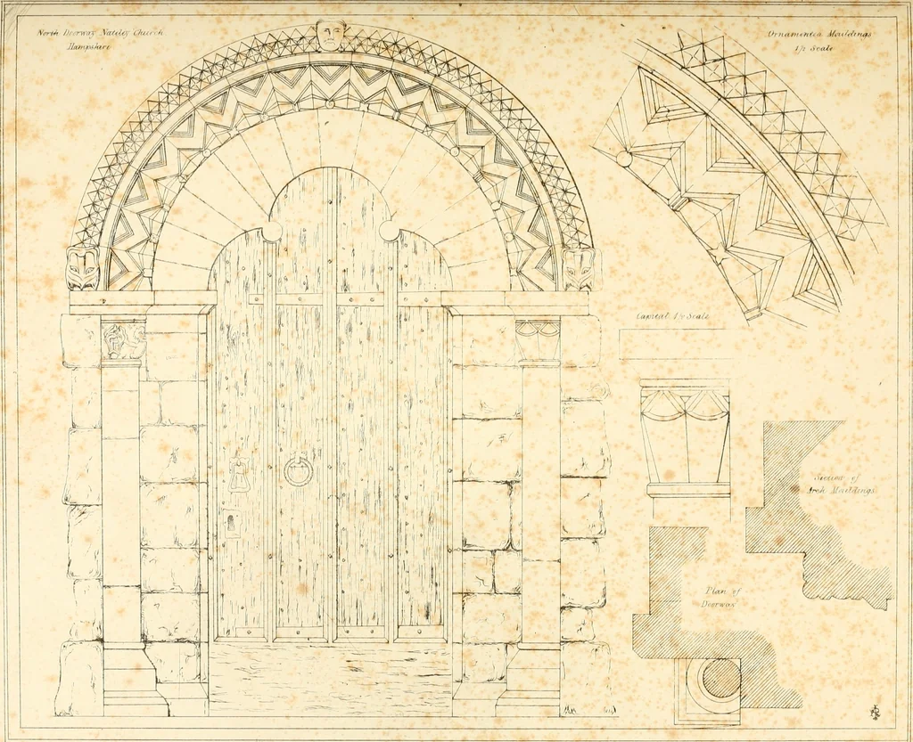 An illustration from An analysis of Gothick architecture : illustrated by a series of upwards of seven hundred examples of doorways, windows, etc., and accompanied with remarks on the several details of an ecclesiastical edifice, 1849, leaf 8