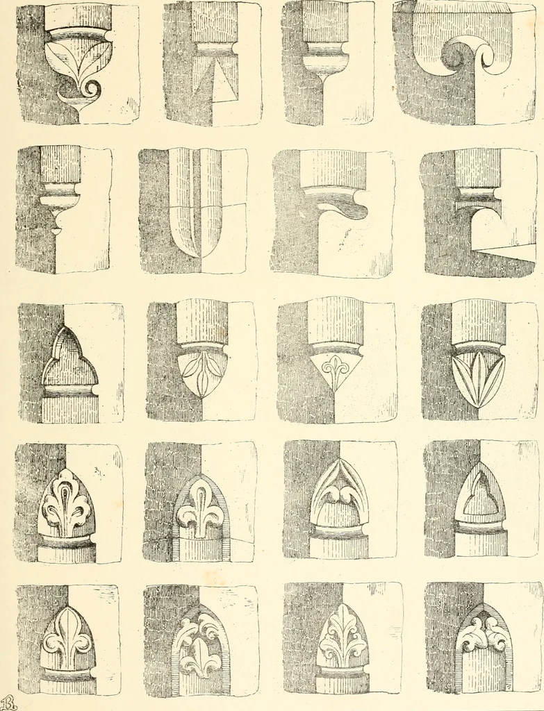 An illustration from An analysis of Gothick architecture : illustrated by a series of upwards of seven hundred examples of doorways, windows, etc., and accompanied with remarks on the several details of an ecclesiastical edifice, 1849, leaf 84