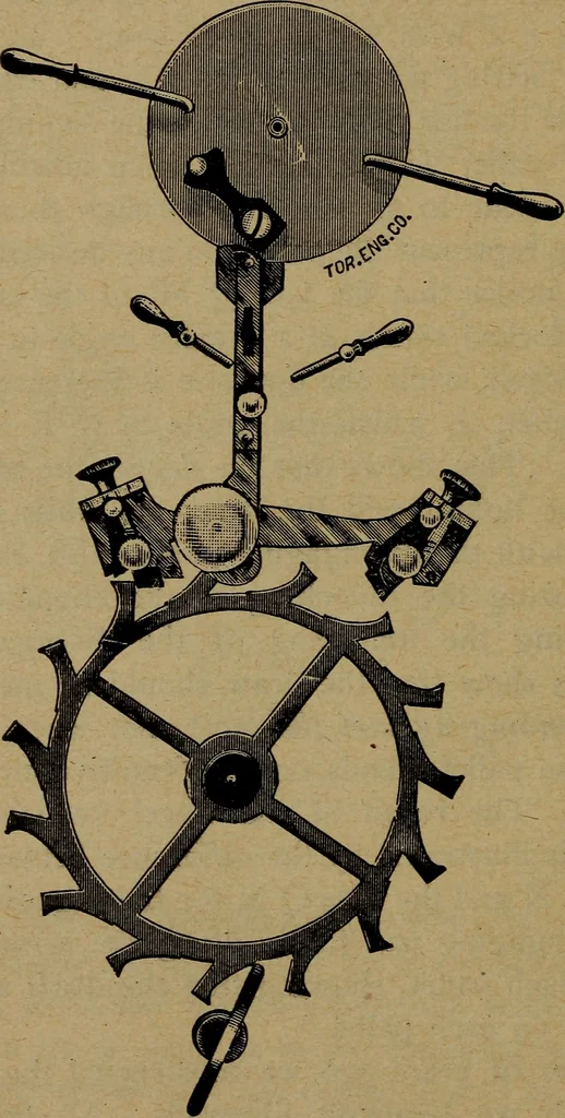 An illustration from An analysis of the lever escapement, 1910, leaf 55
