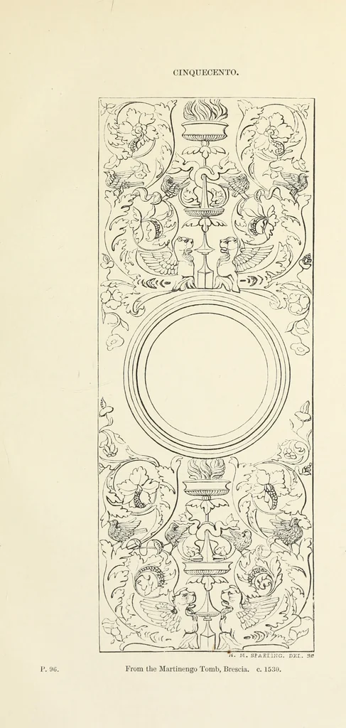 An illustration from Analysis of ornament. The characteristics of styles : an introduction to the study of the history of ornamental art, 1860, leaf 144