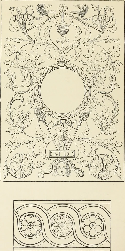 An illustration from Analysis of ornament. The characteristics of styles : an introduction to the study of the history of ornamental art, 1860, leaf 147