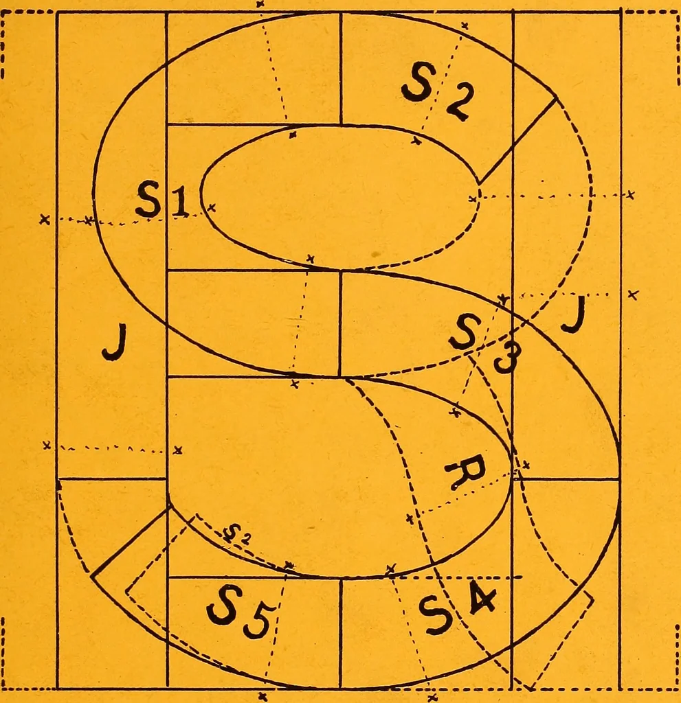 An illustration from Analysis of the Roman alphabet;, 1874, leaf 20