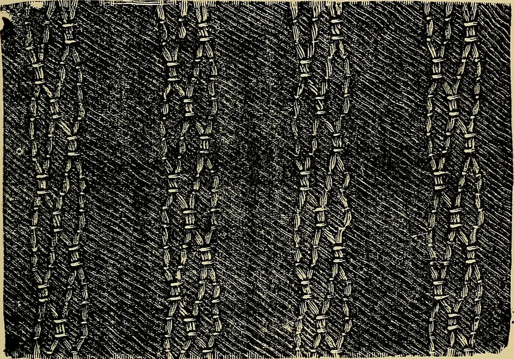 An illustration from The analysis & reproduction of textile fabrics : being a reasonable explanation of the necessary calculations and processes involved in analysing, effecting the required changes, and reproducing all the principal types of woven textures, from the raw materials to the finished cloth ; with an appendix upon "The cost of cloths.", 1894, leaf 136