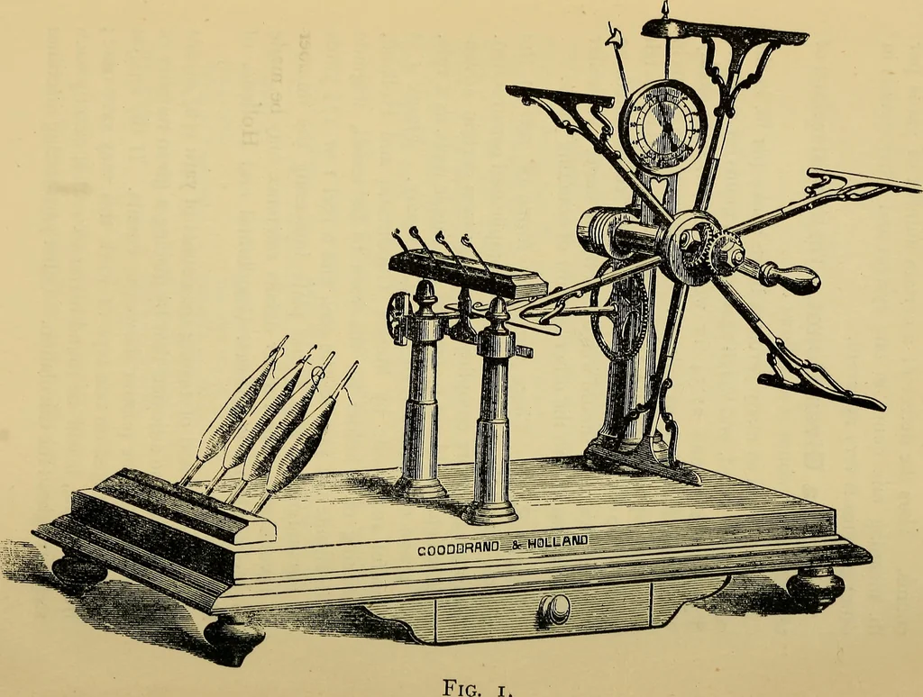 An illustration from The analysis & reproduction of textile fabrics : being a reasonable explanation of the necessary calculations and processes involved in analysing, effecting the required changes, and reproducing all the principal types of woven textures, from the raw materials to the finished cloth ; with an appendix upon "The cost of cloths.", 1894, leaf 23