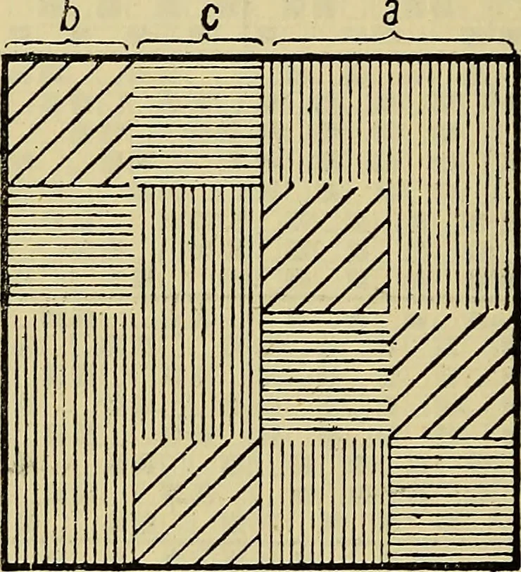 An illustration from The analysis & reproduction of textile fabrics : being a reasonable explanation of the necessary calculations and processes involved in analysing, effecting the required changes, and reproducing all the principal types of woven textures, from the raw materials to the finished cloth ; with an appendix upon "The cost of cloths.", 1894, leaf 63
