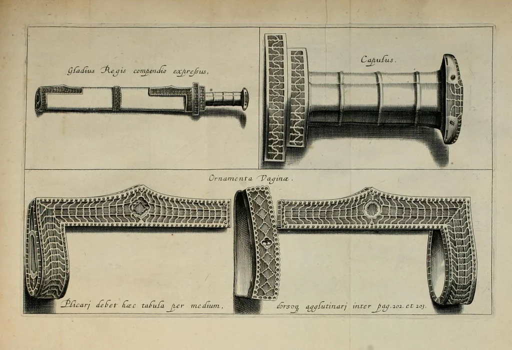 An illustration from Anastasis Childerici I. Francorum regis, siue, Thesaurus sepulchralis Tornaci Neruiorum effossus, & commentario illustratus, 1655, leaf 225