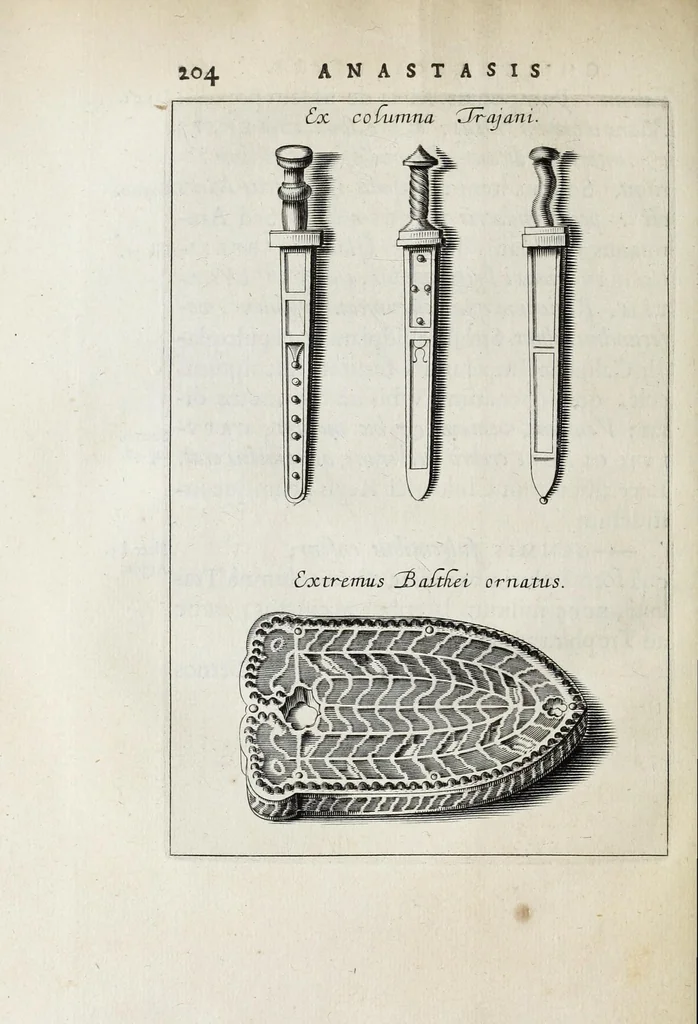 An illustration from Anastasis Childerici I. Francorum regis, siue, Thesaurus sepulchralis Tornaci Neruiorum effossus, & commentario illustratus, 1655, leaf 228