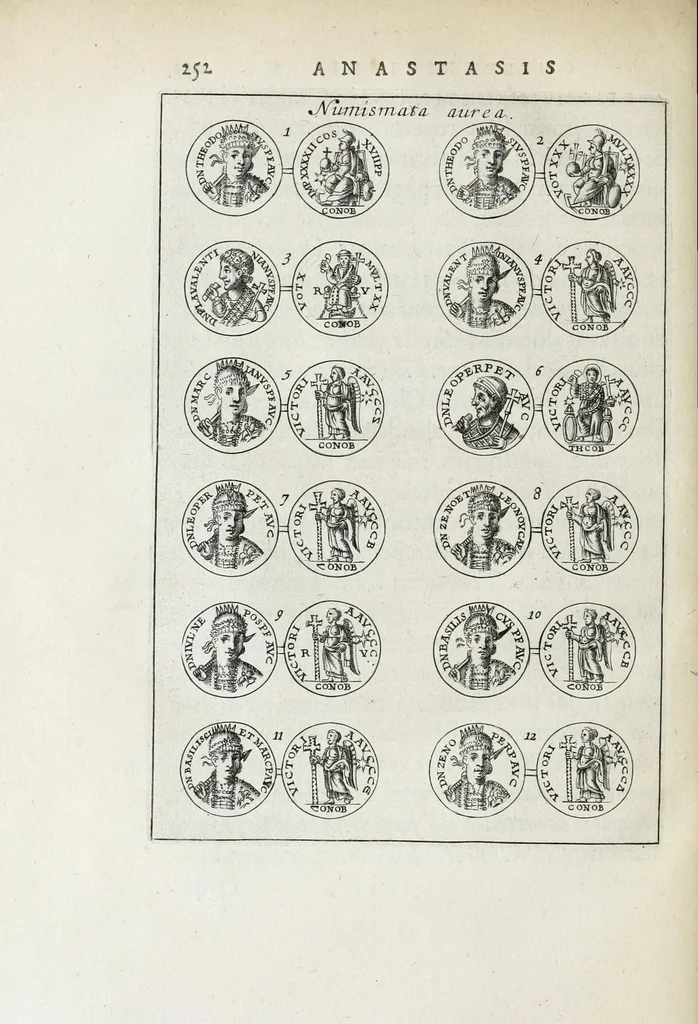 An illustration from Anastasis Childerici I. Francorum regis, siue, Thesaurus sepulchralis Tornaci Neruiorum effossus, & commentario illustratus, 1655, leaf 276