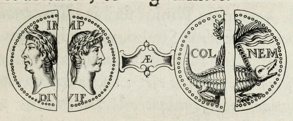 An illustration from Anastasis Childerici I. Francorum regis, siue, Thesaurus sepulchralis Tornaci Neruiorum effossus, & commentario illustratus, 1655, leaf 87