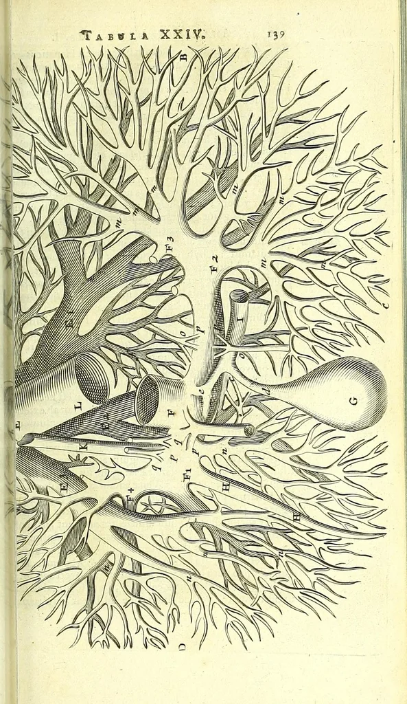 An illustration from Anatome, ex omnium veterum recentiorumque observationibus imprimis Institutionibus b. m. parentis Ca, 1686, leaf 173